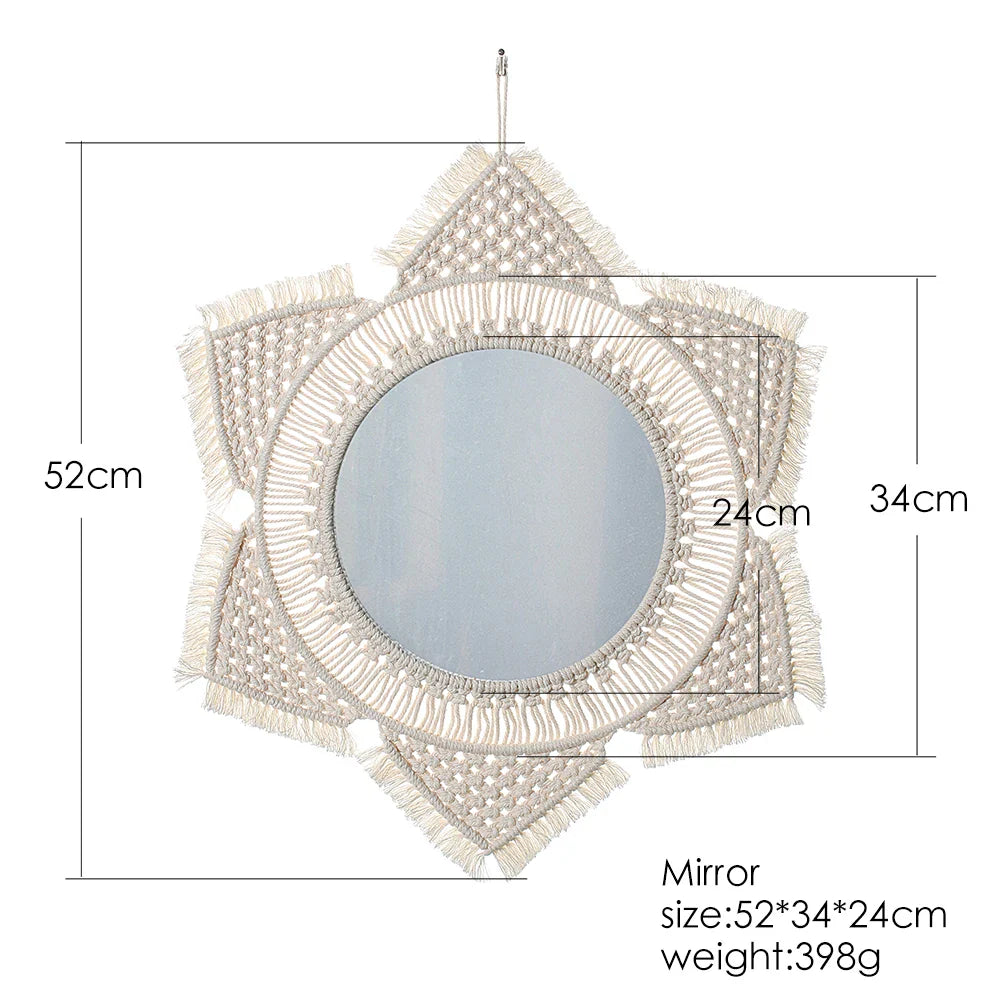 Circular Boho Macrame Wall Mirror