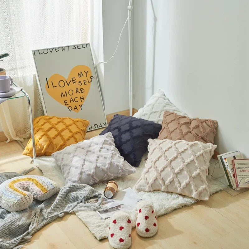 Plush Wool-Inspired Throw Pillow Cover – Soft Textured Accent for Cozy Boho Spaces