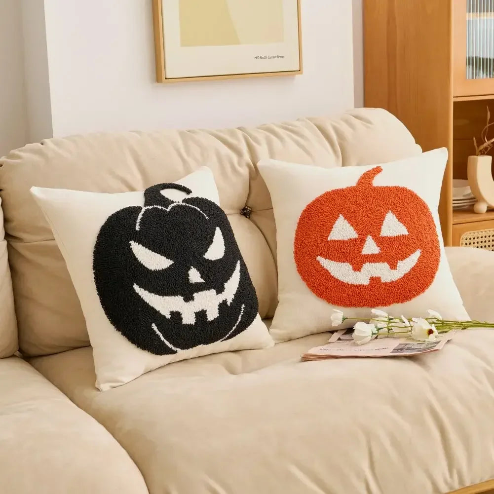 Tufted Pumpkin Pillow Cover – Halloween Cushion for Sofa, Bed & Kids’ Room