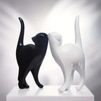 Resin Cat Statue – European-Inspired Romantic Animal Figurine for Boho Home Decor