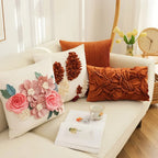 French Style Embroidered Patchwork Pillow Cover – Floral Cushion for Sofa, Bed & Living Room Decor