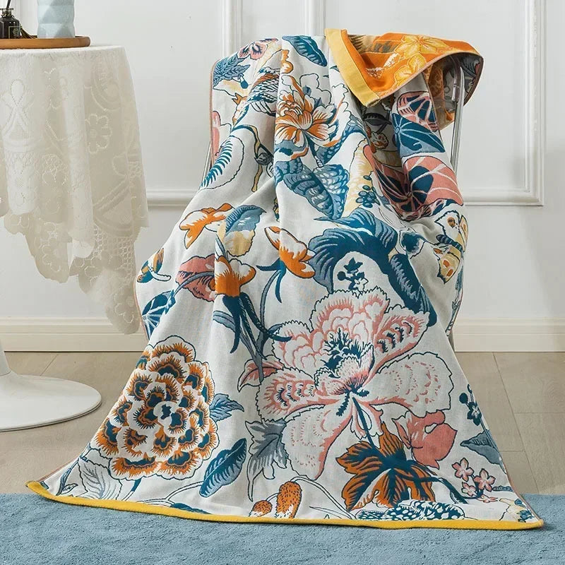Cotton Gauze Floral Bath Towel