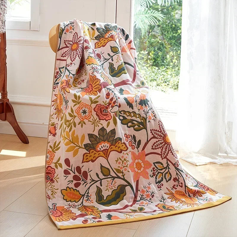 Cotton Gauze Floral Bath Towel
