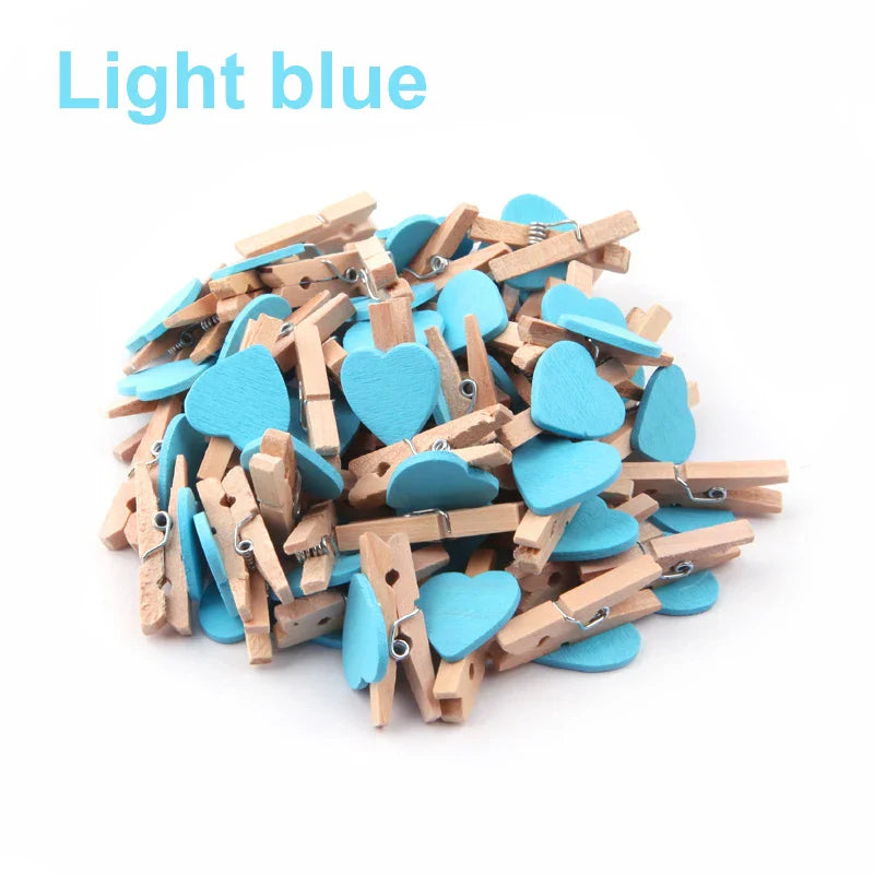Wooden Heart Photo Clips