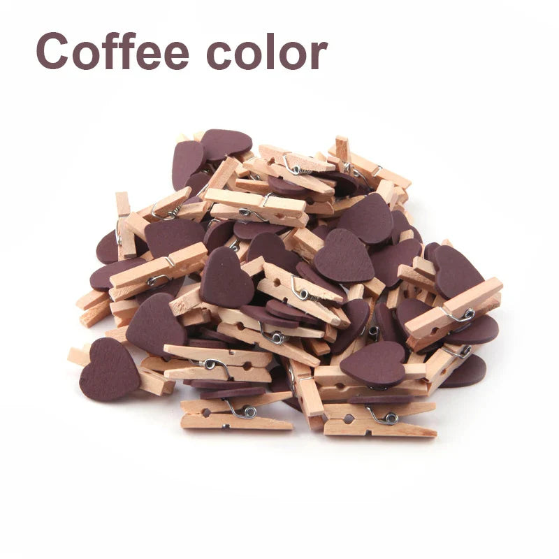 Wooden Heart Photo Clips