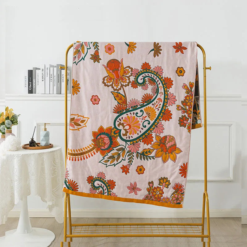 Cotton Gauze Floral Bath Towel