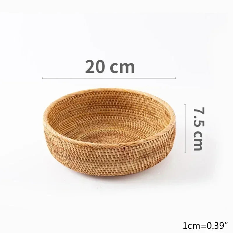 Handwoven Rectangular Rattan Basket – Boho Wicker Storage Bin for Fruit, Snacks, Tea, Bread, or Home Organization