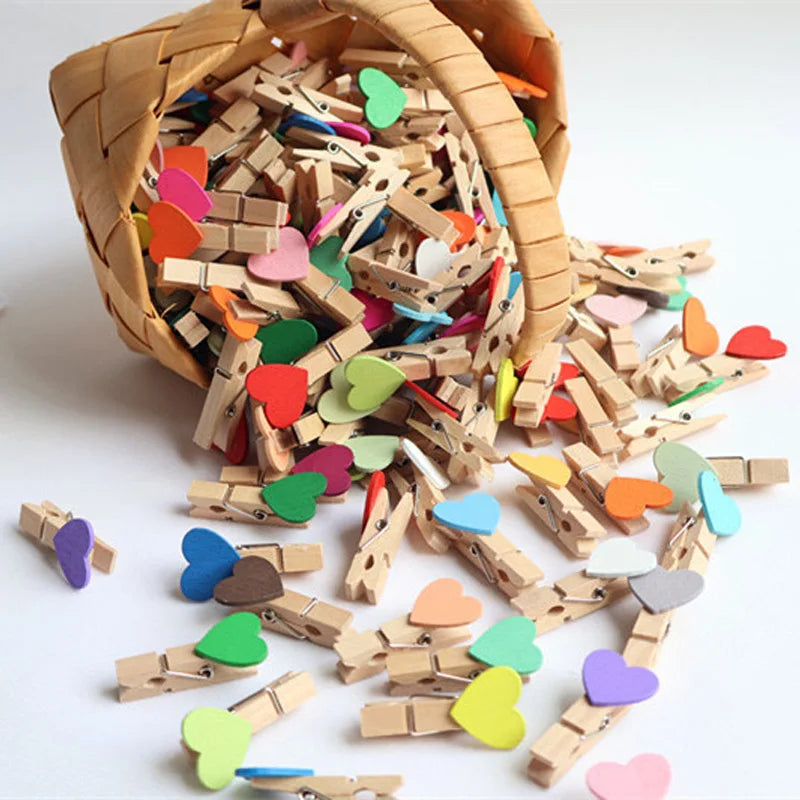 Wooden Heart Photo Clips