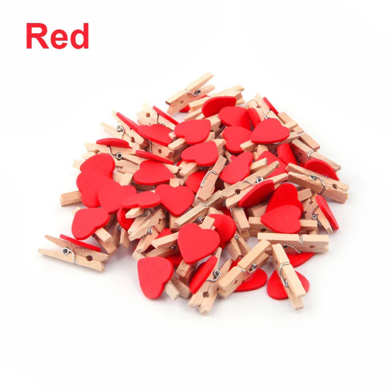 Wooden Heart Photo Clips