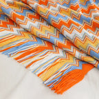 Boho Woven Throw Blanket – Zigzag Stripes with Tassels, Soft & Lightweight Decorative Blanket