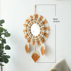 Boho Round Decorative Leaf Macrame Wall Mirror