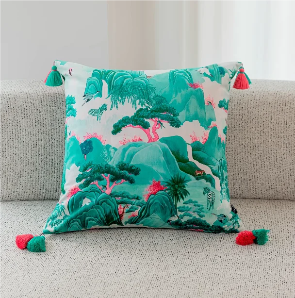 Vintage Velvet Animal Print Pillow Cover – Double-Sided Decorative Cushion for Boho & Eclectic Homes