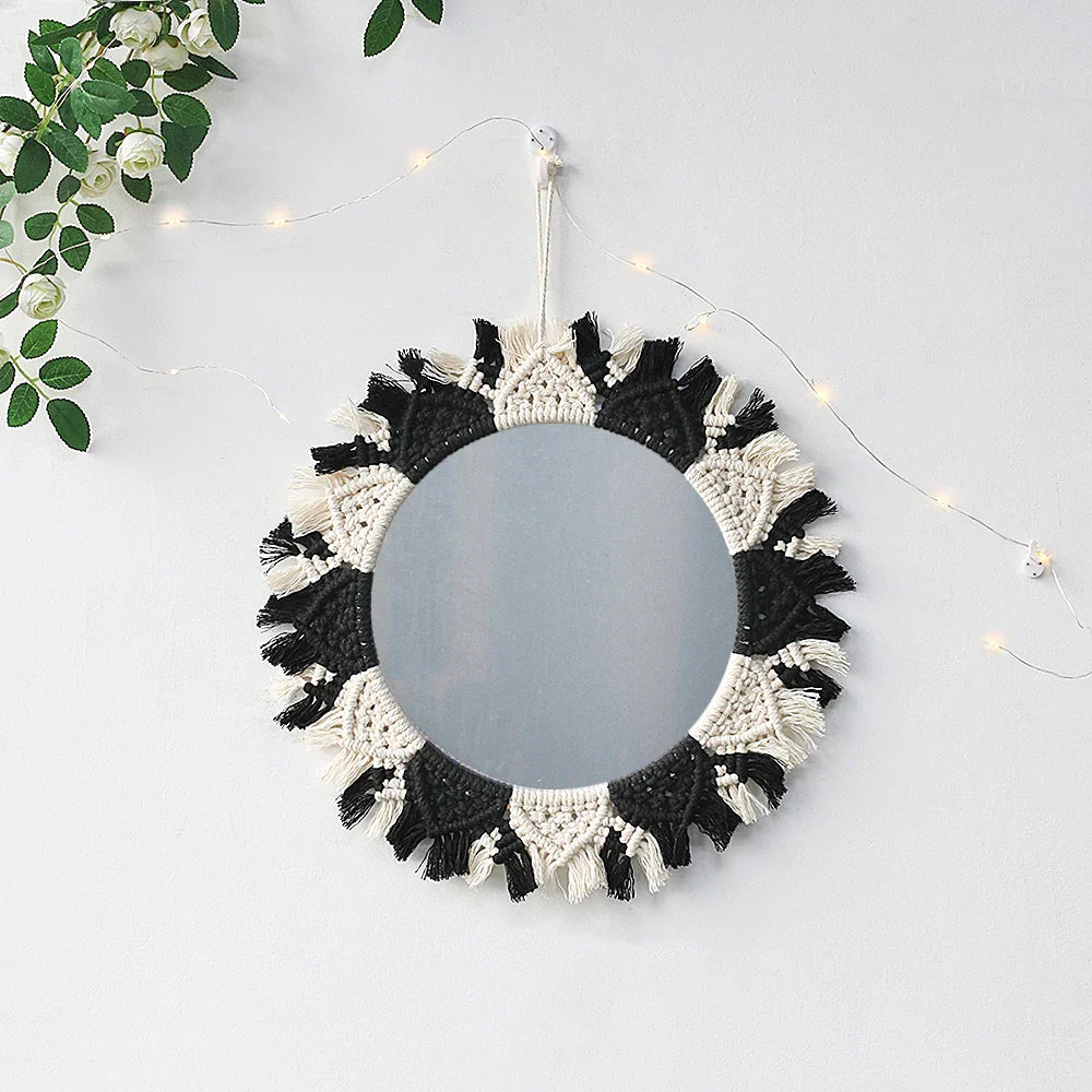Circular Boho Macrame Wall Mirror