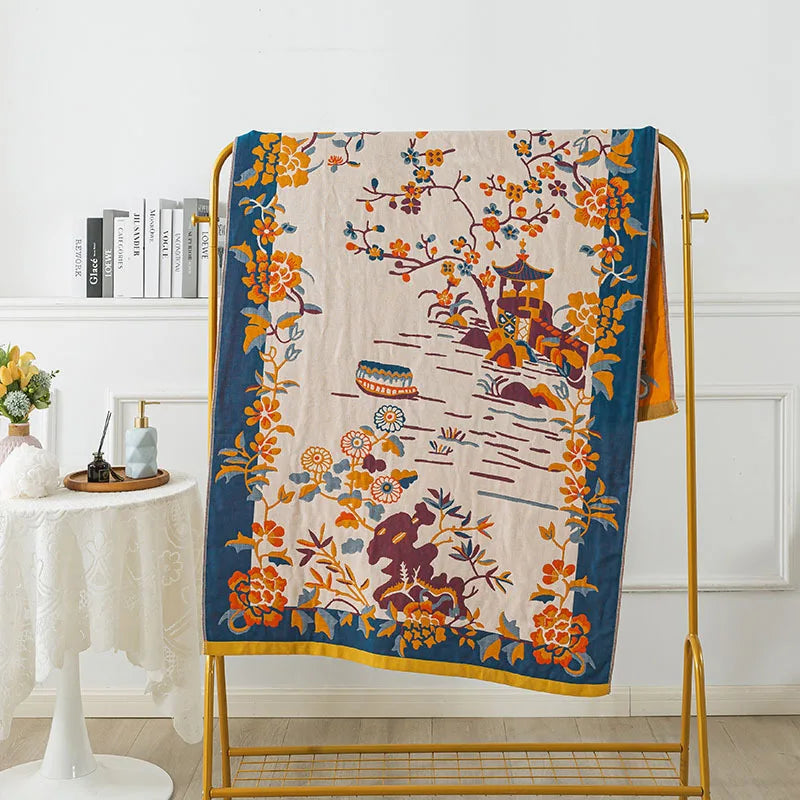 Cotton Gauze Floral Bath Towel
