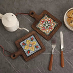 Boho Wood & Decorative Tile Trivet