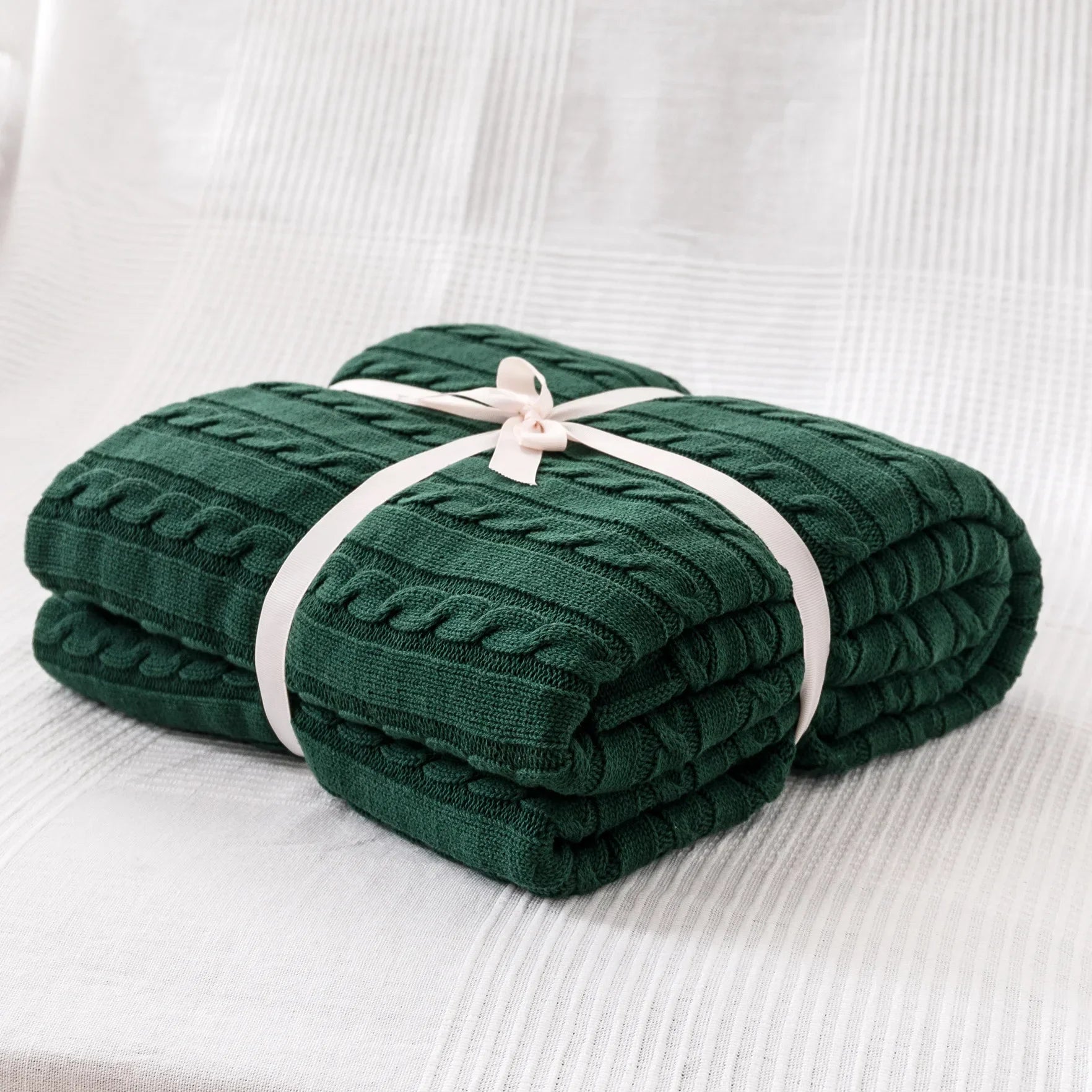 100% Cotton Cable Knit Throw Blanket – Soft & Breathable Boho Home Decor