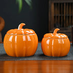 Ceramic Pumpkin Candy Jar – Decorative Tea or Treat Container