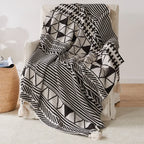 Knit Stripe Tassel Throw Blanket