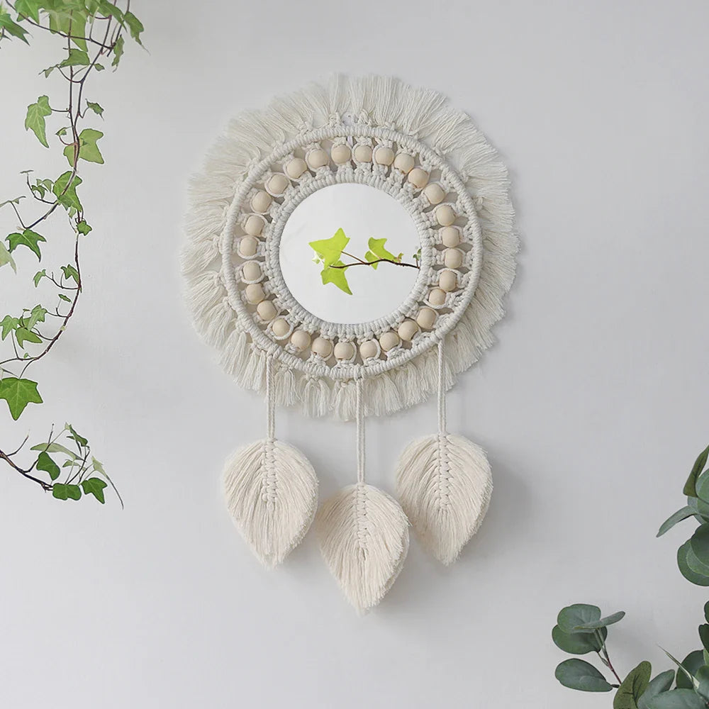 Circular Boho Macrame Wall Mirror