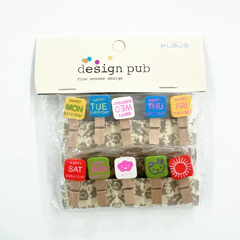 Whimsical Wooden Photo Clips (Set of 10)