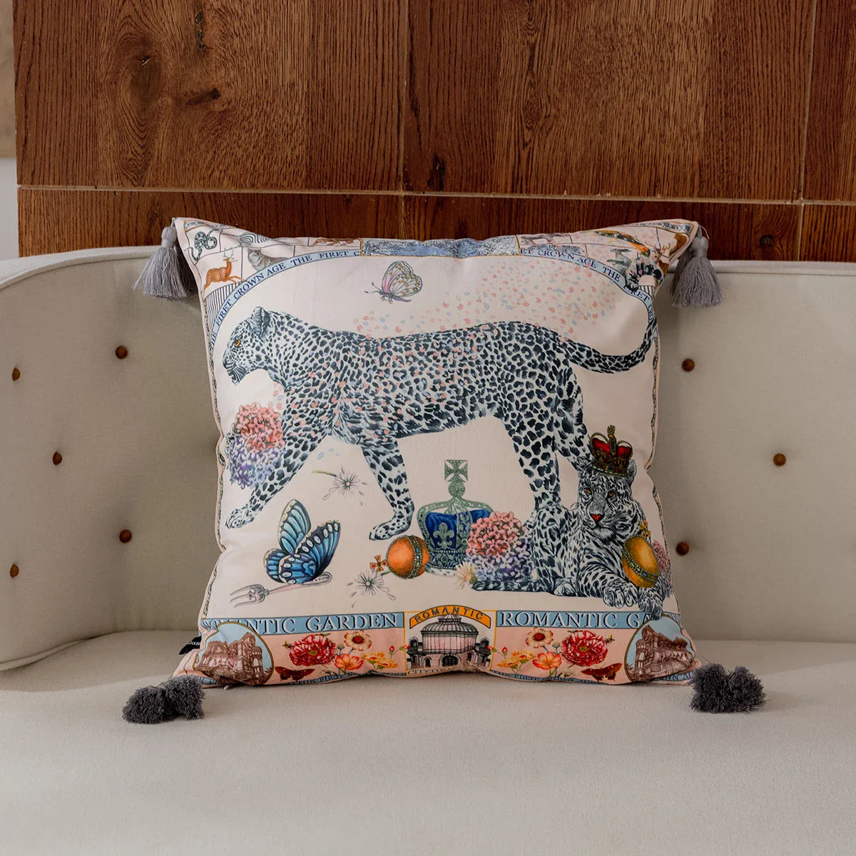 Vintage Velvet Animal Print Pillow Cover – Double-Sided Decorative Cushion for Boho & Eclectic Homes
