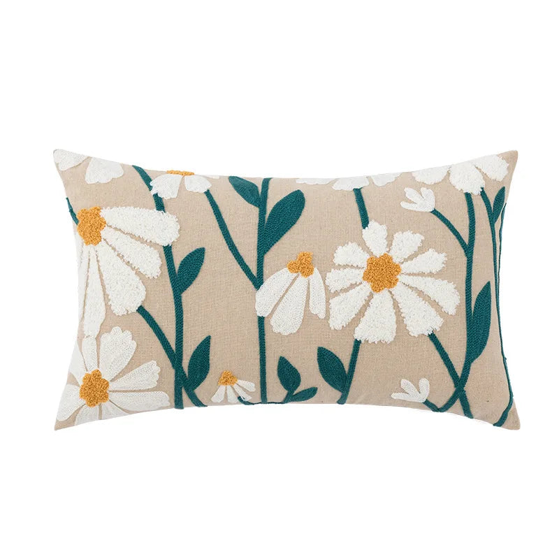 🌼 Cozy Embroidered Throw Pillow Cover – Nordic-Inspired Boho Home Decor Accent