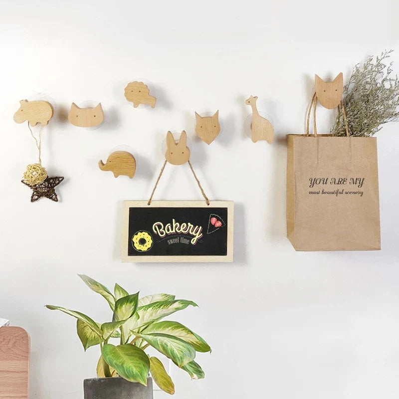 Cute Wooden Animal Wall Hook – Beech Wood Decorative Hanger for Kids Rooms, Entryways, Kitchens & More (1pc)