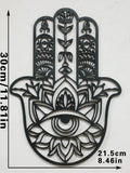 Wooden Gothic Hamsa Hand Wall Hanging – Evil Eye Ornament for Boho Home Decor, Dorm, or Table Display