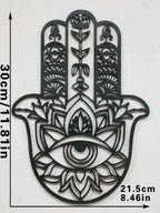 Wooden Gothic Hamsa Hand Wall Hanging – Evil Eye Ornament for Boho Home Decor, Dorm, or Table Display
