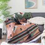 Bohemian Plaid Tassel Throw Blanket
