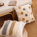 Tufted Bohemian Throw Pillow Cover – Geometric Embroidered Cushion with Tassels