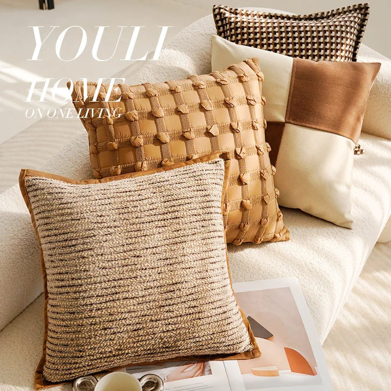 Neutral Textured Throw Pillow Covers