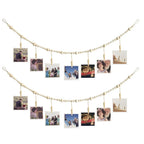 Boho Wall Hanging Photo Display with Wooden Beads & Clips