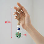 🧿 Evil Eye Glass Wall Hanging with Braided Rope – Handmade Mediterranean Charm