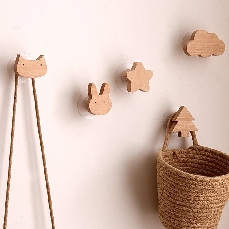 Cute Wooden Animal Wall Hook – Beech Wood Decorative Hanger for Kids Rooms, Entryways, Kitchens & More (1pc)