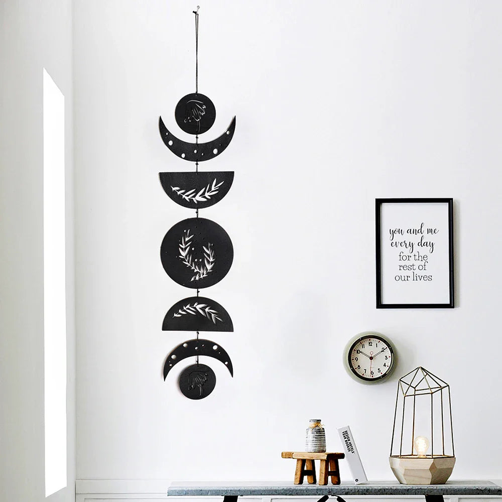 Wooden Wall Hanging Moon Phase Garland Wall Decor Hanging Ornaments Decoration Boho Home Decor for Nursery Ornament Gift