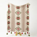 Bohemian Snowflake Fringed 100% Cotton Knit Throw Blanket