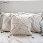 Boho Tufted Cushion Cover – Handcrafted Geometric Pillowcase with Tassels