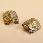 1Pc Antique Looking Solid Brass Turtle Ornament Animal Sculpture Home Office Desk Decorative Home Decor Boho