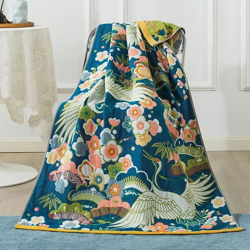 Cotton Gauze Floral Bath Towel