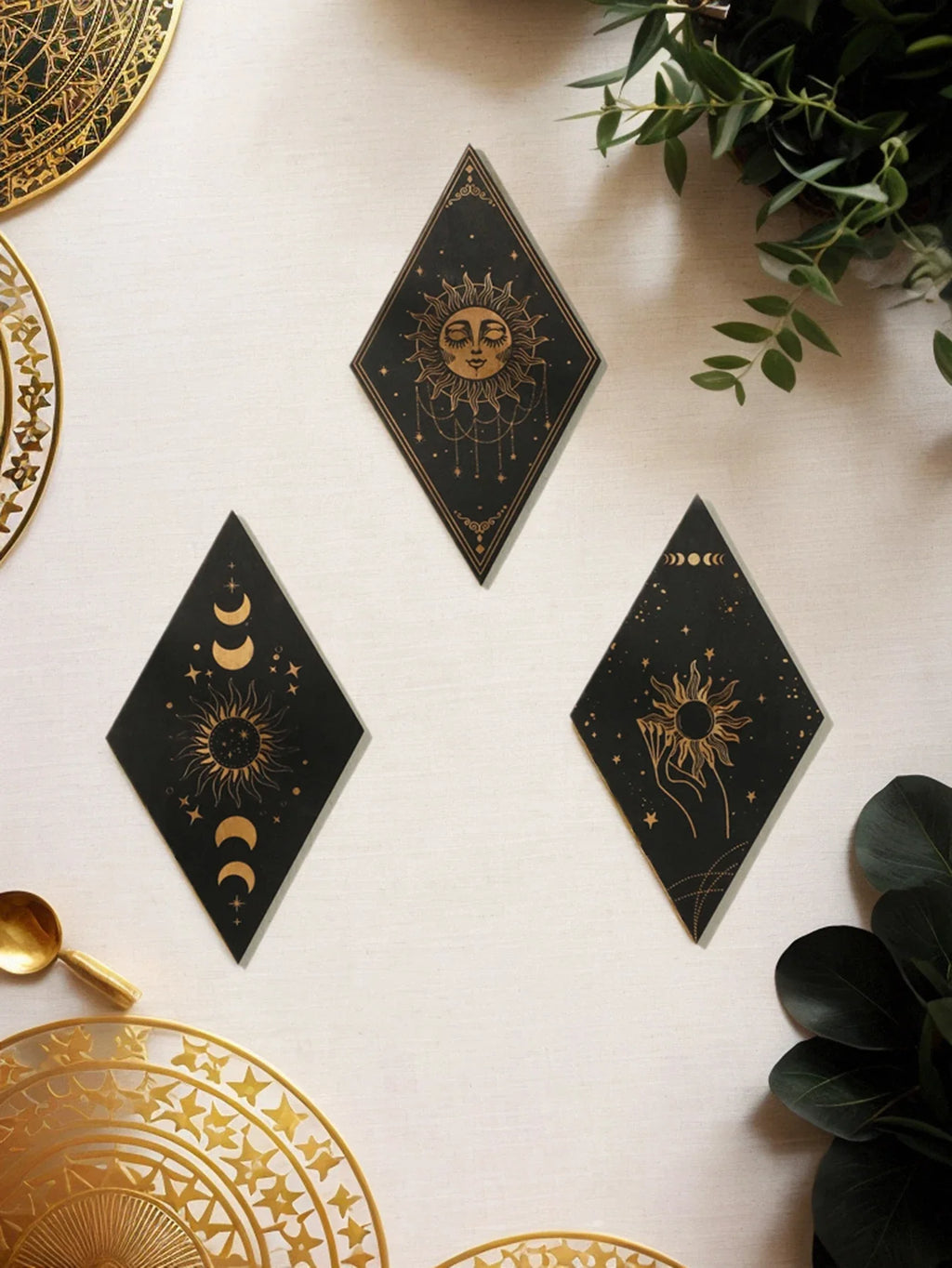 🌙 Wooden Witchy Wall Hanging – Gothic Moon, Sun, Stars & Snake Boho Decor for Mystical Bedrooms & Crafty Corners
