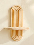 Boho Style Wooden Wall Shelf - Geometric Wall Mounted Shelves, Natural Wood Finish, Modern Home Decor, Plant Holder Circle