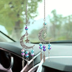 2pc Dreamcatcher Moon Wind Chime Set – Boho Metal Beaded Hanging Ornaments for Car, Window, or Home | Housewarming Gift