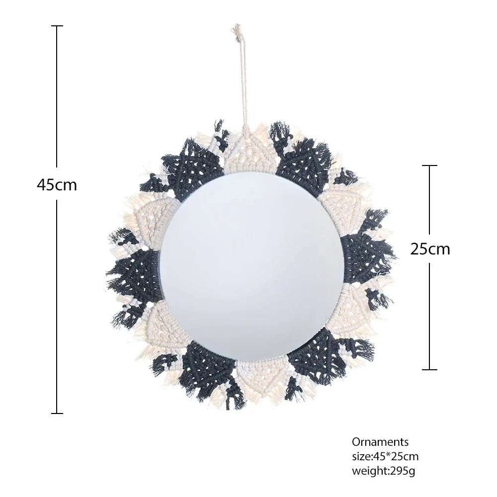 Circular Boho Macrame Wall Mirror