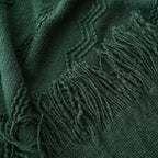 Boho Knit Throw Blanket – Soft Lightweight Acrylic Blanket with Tassels