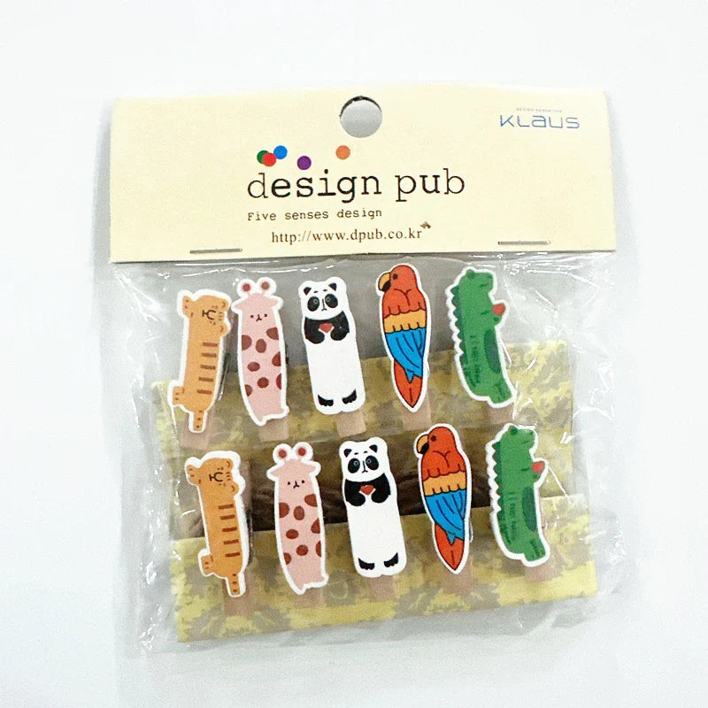 Whimsical Wooden Photo Clips (Set of 10)