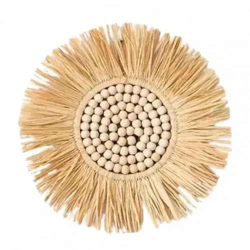 Boho Macrame Wall Art – Woven Straw & Cotton Rope Round Mirror, Clock & Wall Art| Nordic Wedding Decor & Boho Home Accent
