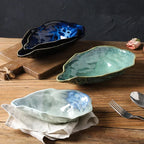 Japanese Kiln-Glazed Ceramic Oyster Dish – Irregular Shell-Shaped Plate for Dips, Dessert & Appetizers