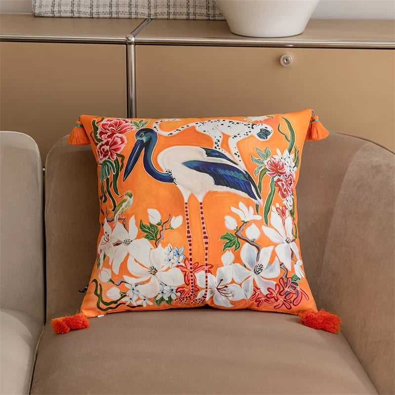 Vintage Velvet Animal Print Pillow Cover – Double-Sided Decorative Cushion for Boho & Eclectic Homes