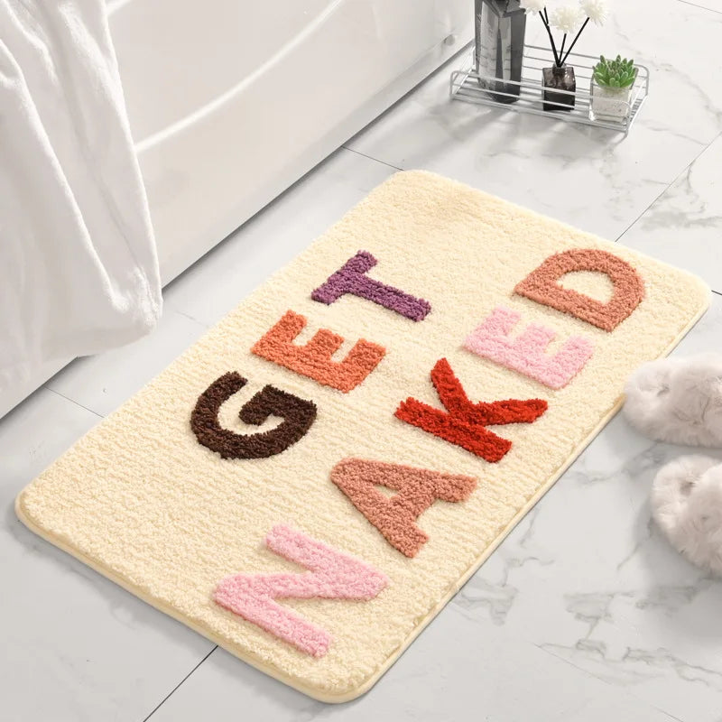 GET NAKED Tufted Bath Mat – Colorful Microfiber Rug for Boho Bathroom Vibes